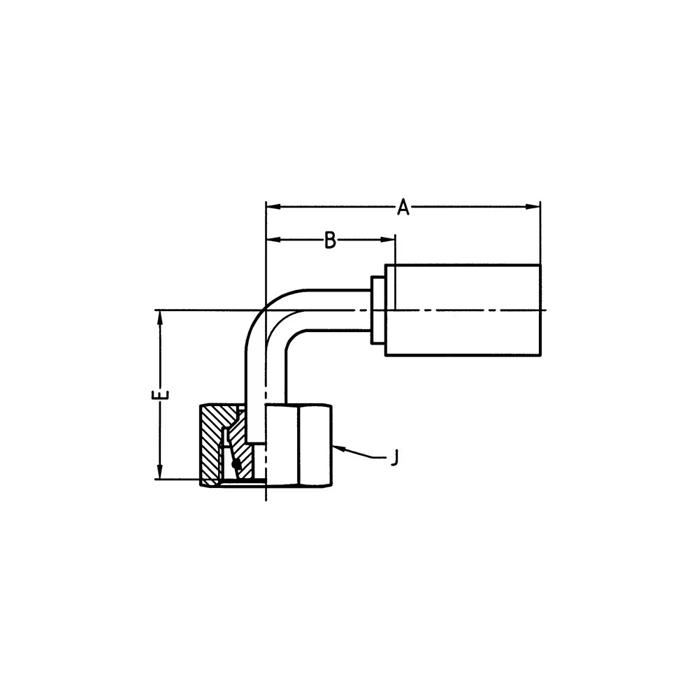 DIN - Metrisk Vinkel 90° Indstik - Metrisk Svivel (Hun) indv. gev./Omløber (Konus med O-ring 24°)