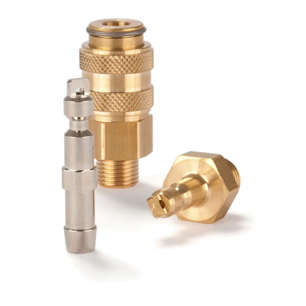 Serie 50  Single Shut-Off Hun Lynkobling (med ventil) - Panelmonteret Med Slangestuds - Messing