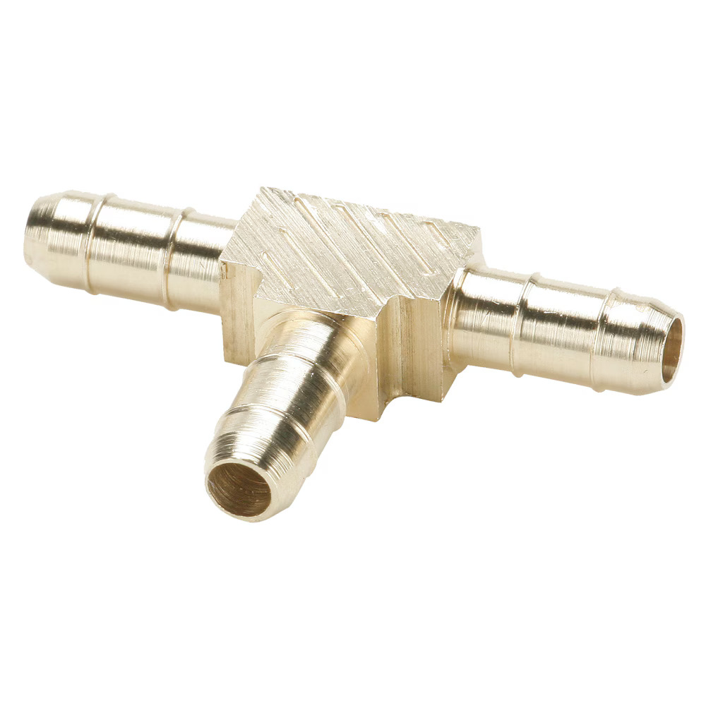 Brass Pneumatic Hose Barbs for Tubing, Dubl-Barb Tee Tube to Tube