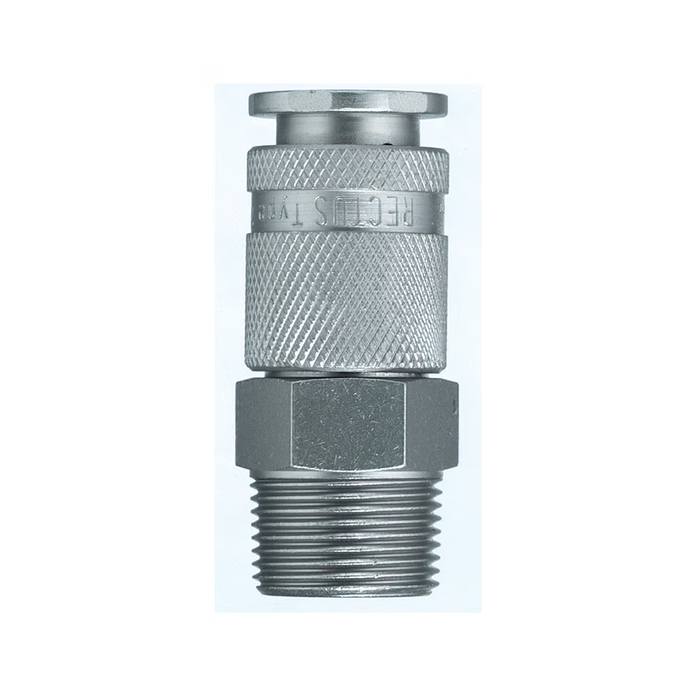 Serie 28  Safety (single shut-off) Hun Lynkobling (med ventil) - Han Gevind - Stål