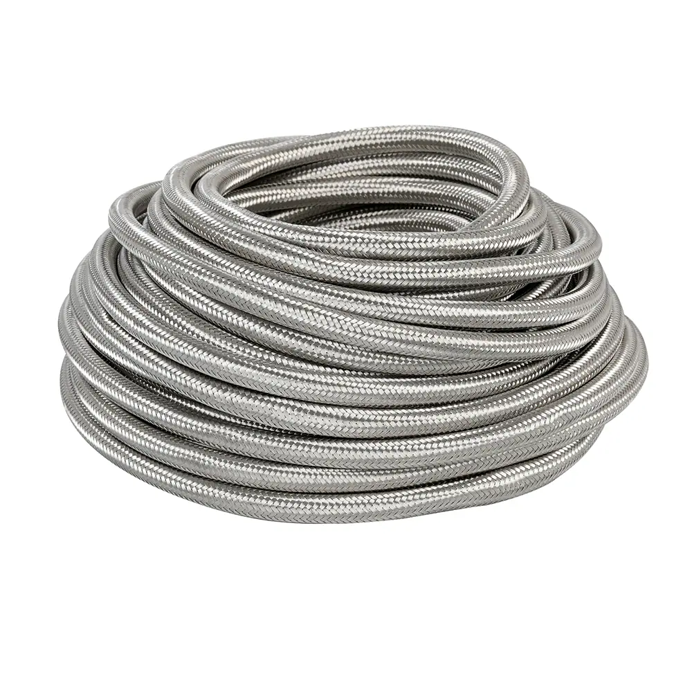 Self-fastening hoses with internal textile yard for NBR & EPDM and external metallic braid for silicone & FKM 25 M Silicone