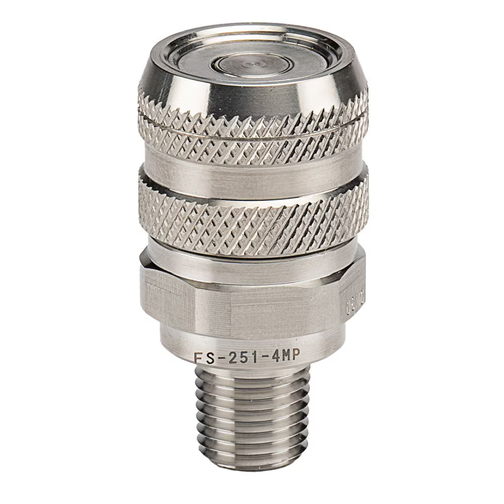 Non-Spill, Flat Face, Chemical Compatible Quick Couplings - FS Series Female Coupler Male NPTF