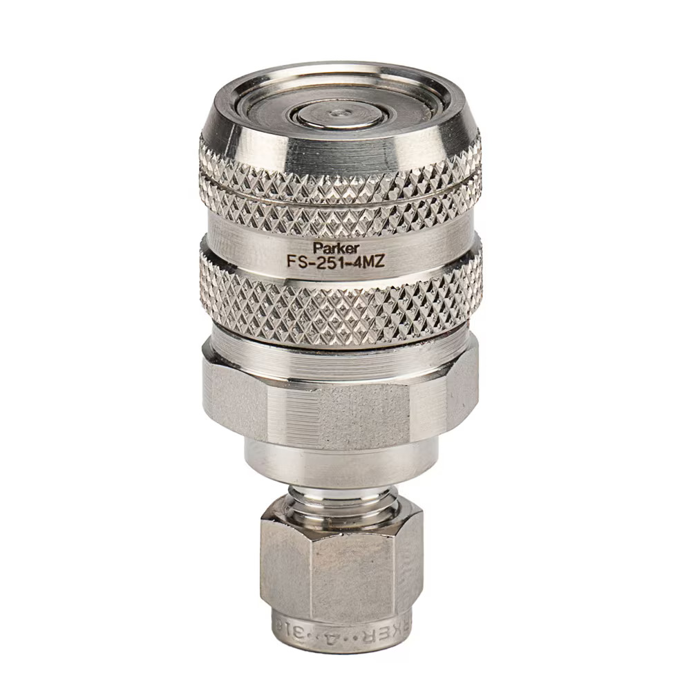 Non-Spill, Flat Face, Chemical Compatible Quick Couplings - FS Series Female Coupler Female CPI Flareless Tube Fitting