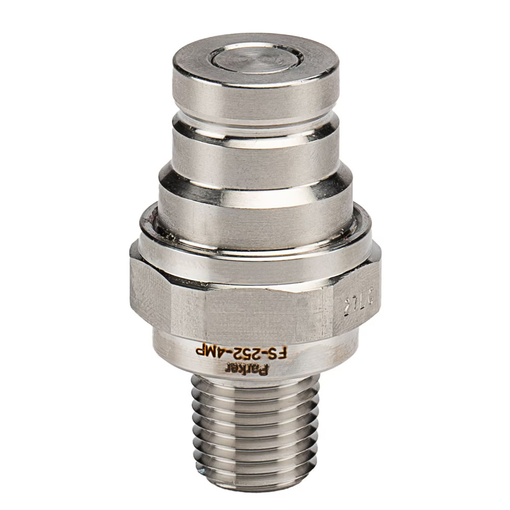 Non-Spill, Flat Face, Chemical Compatible Quick Couplings - FS Series Male Nipple Male NPTF