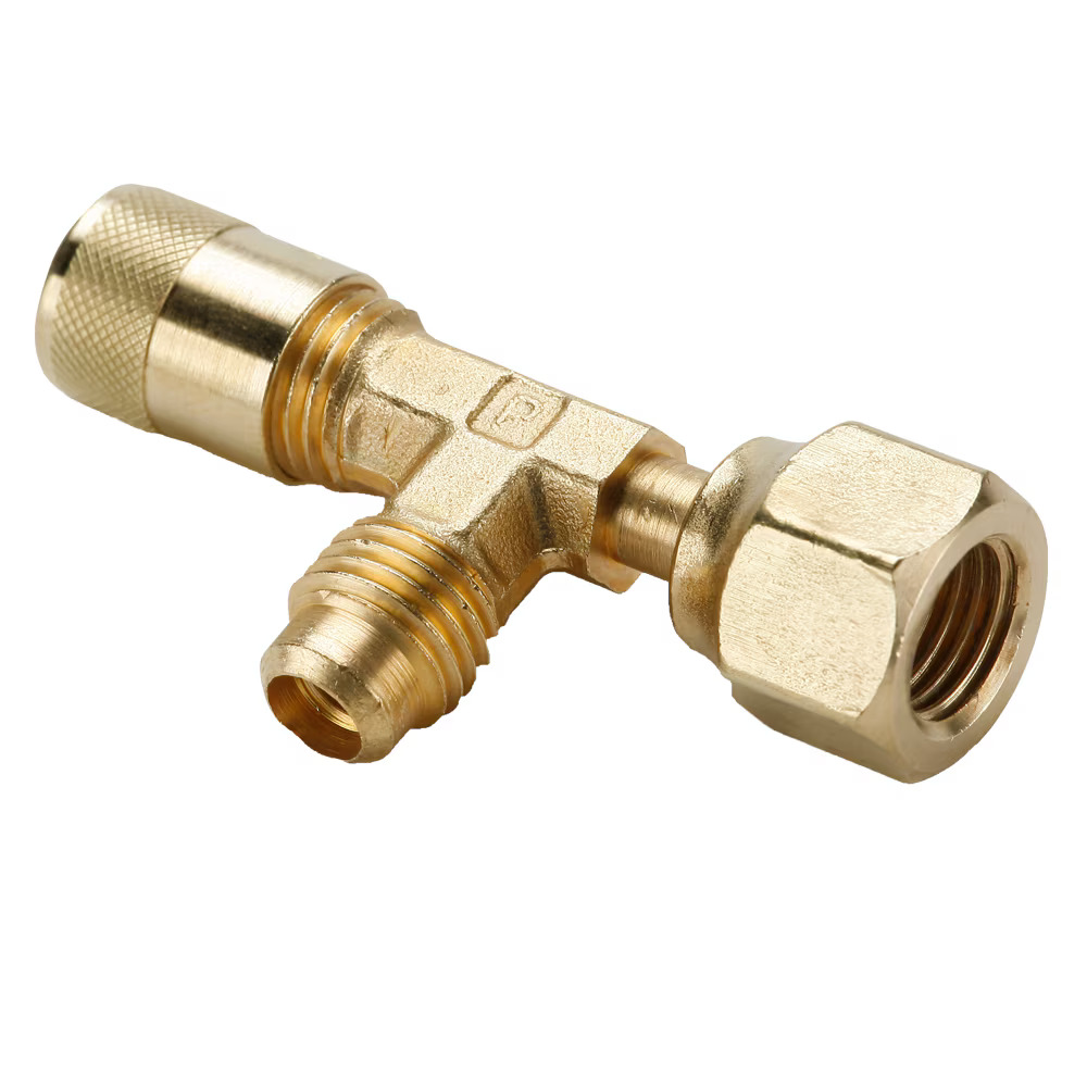 Refrigeration Access Valves Female Run Swivel Tee Flare to Female Swivel Tee with Depressor