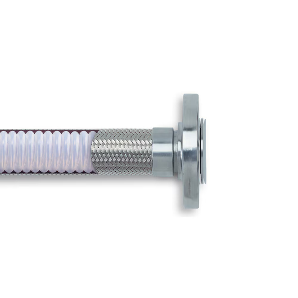 Convoluted PTFE Hose with 304 Stainless Steel Braid - SCW/SCB Natural
