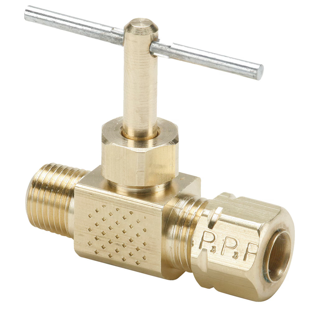 Brass Needle Valve, Low Pressure  - NV Series In Line Compress-Align to Pipe