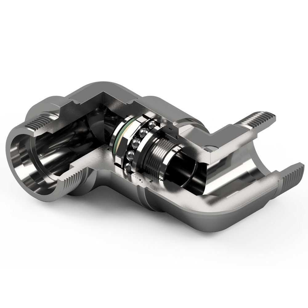 Ermeto DIN Ball bearing rotary fittings 'Heavy Duty 360°' Double Elbow 90° *mm