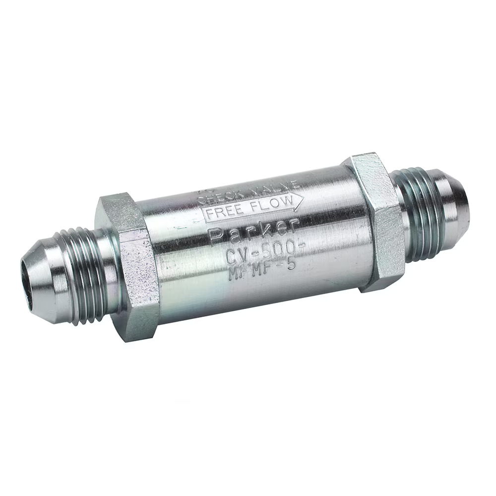 Hard Seat, High Flow, In Line Hydraulic Check Valves - CV Series Male JIC 37 degree Male JIC 37 degree