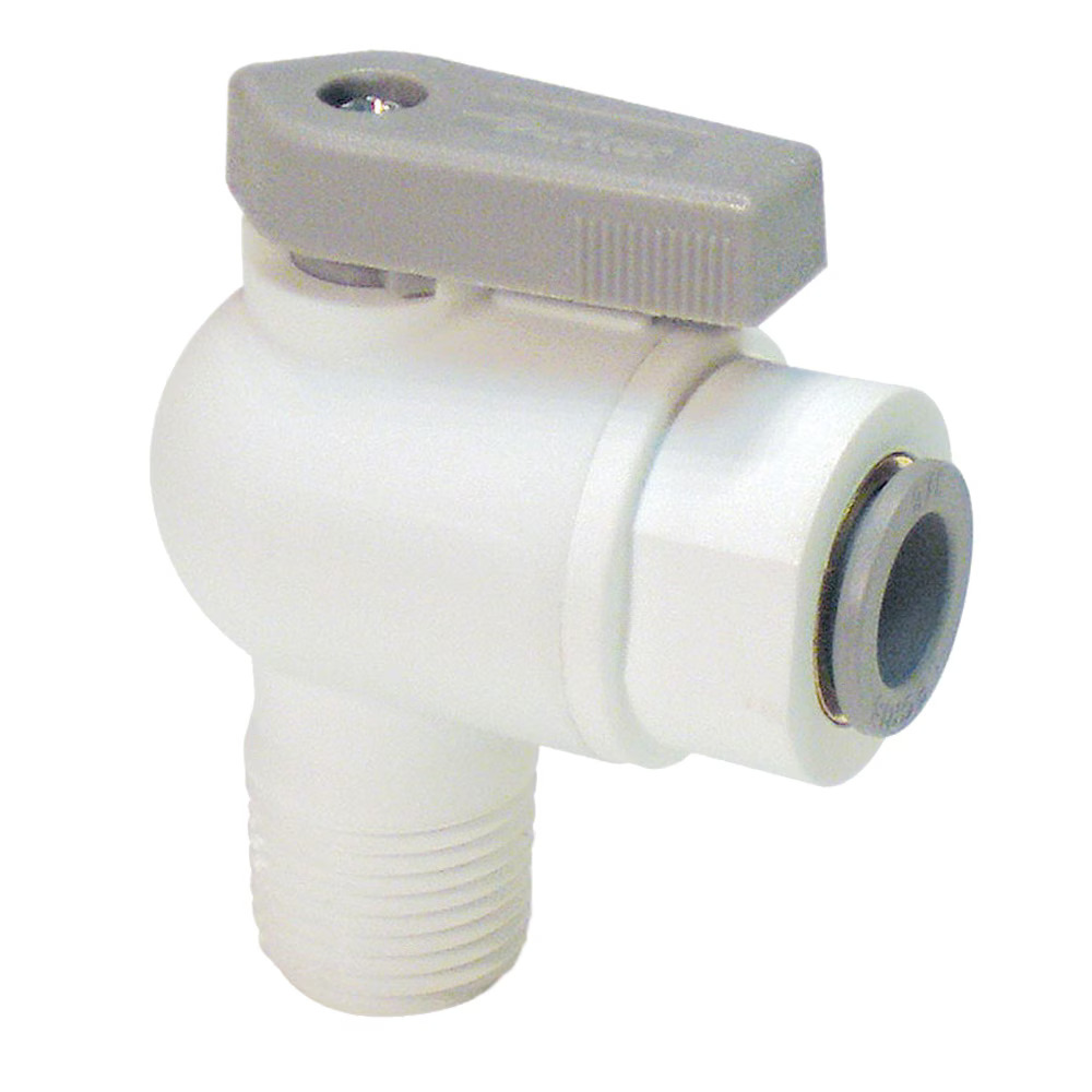 Polypropylene Ball Valves 90° Elbow Push-to-Connect Male NPT Thread N/A