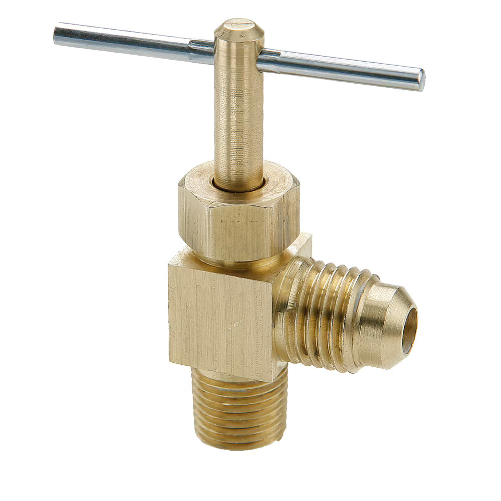 Brass Needle Valve, Low Pressure  - NV Series 90? Elbow Flare to Pipe
