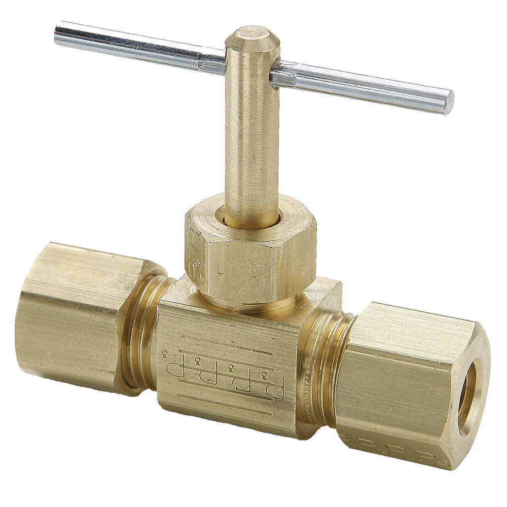 Brass Needle Valve, Low Pressure  - NV Series In Line Compression to Compression