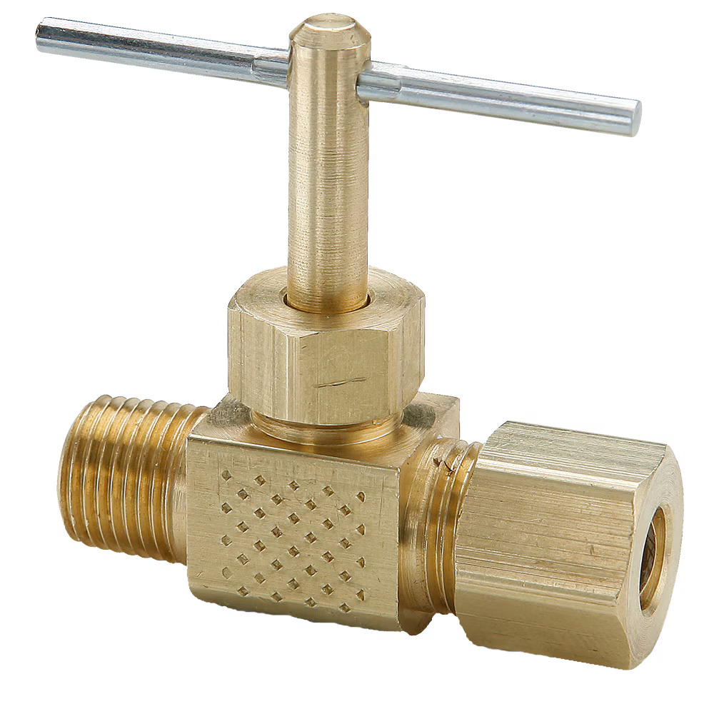 Brass Needle Valve, Low Pressure  - NV Series In Line Compression to Pipe