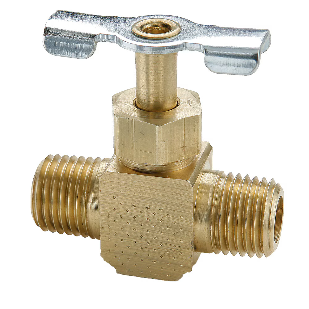 Brass Needle Valve, Low Pressure  - NV Series In Line Male Pipe to Male Pipe