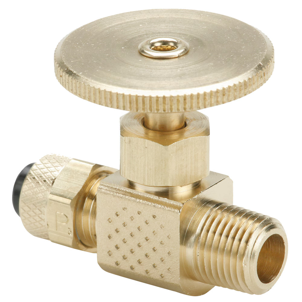 Brass Needle Valve, Low Pressure  - NV Series In Line Poly-Tite to Pipe