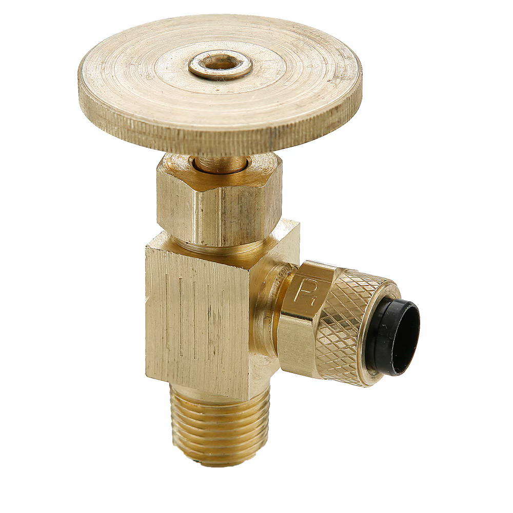 Brass Needle Valve, Low Pressure  - NV Series 90? Elbow Poly-Tite to Pipe