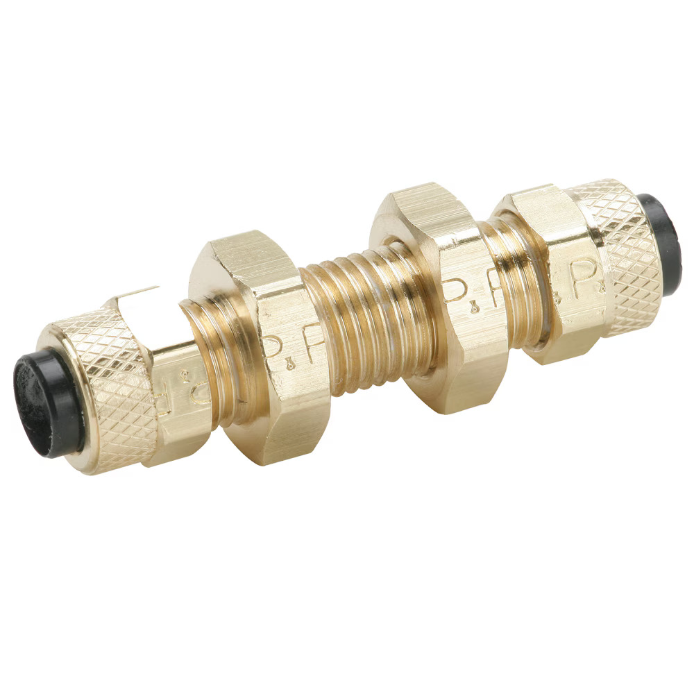 Brass Compression Fittings for Thermoplastic and Soft Metal Tubing - Poly-Tite. Bulkhead Tube to Tube