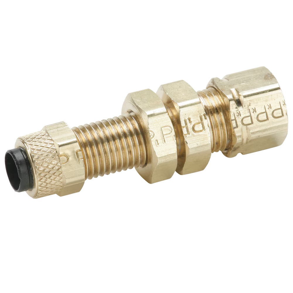 Brass Compression Fittings for Thermoplastic and Soft Metal Tubing - Poly-Tite. Bulkhead Tube to Compression