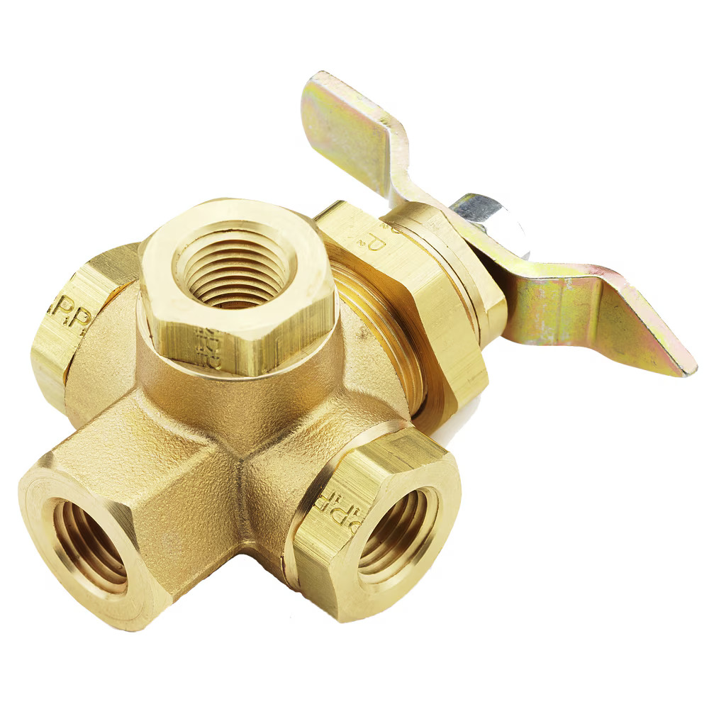 Industrial Brass Ball Valves 4-Way Female to Female