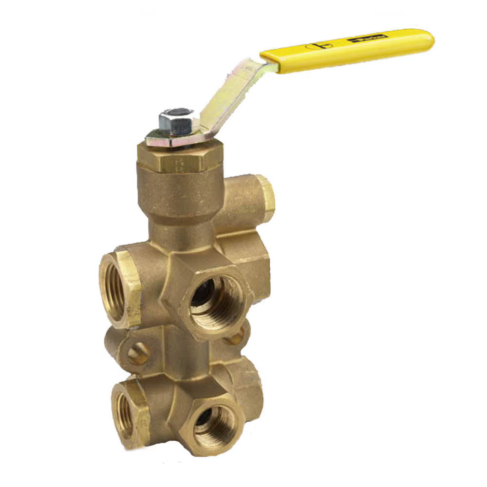 Industrial Brass Ball Valves 6 Port 3 position Handle Female to Female