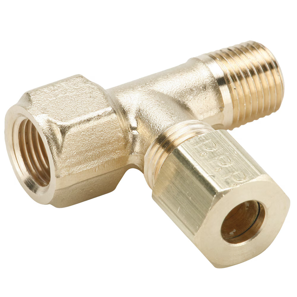Inch Brass Compression Fittings Tee Female NPTF 1/8"