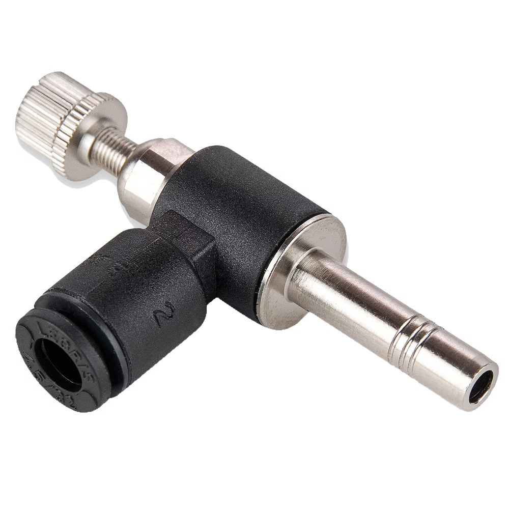 Composite Pneumatic Flow Controls Miniature Plug-In Tube to Stand Pipe Meter Out