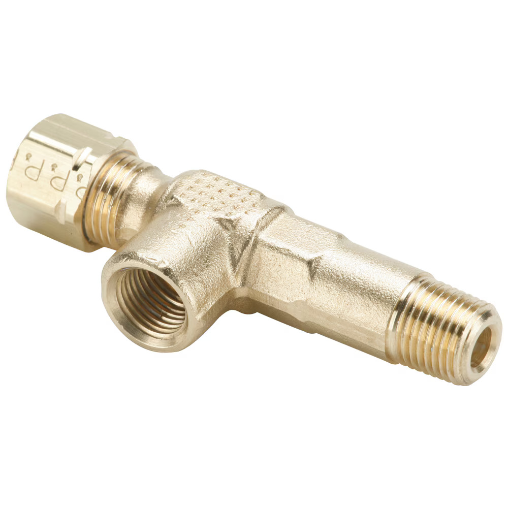 Brass Compression Fittings, Compress-Align Tee - Gage Compression Male Pipe Tube to Pipe