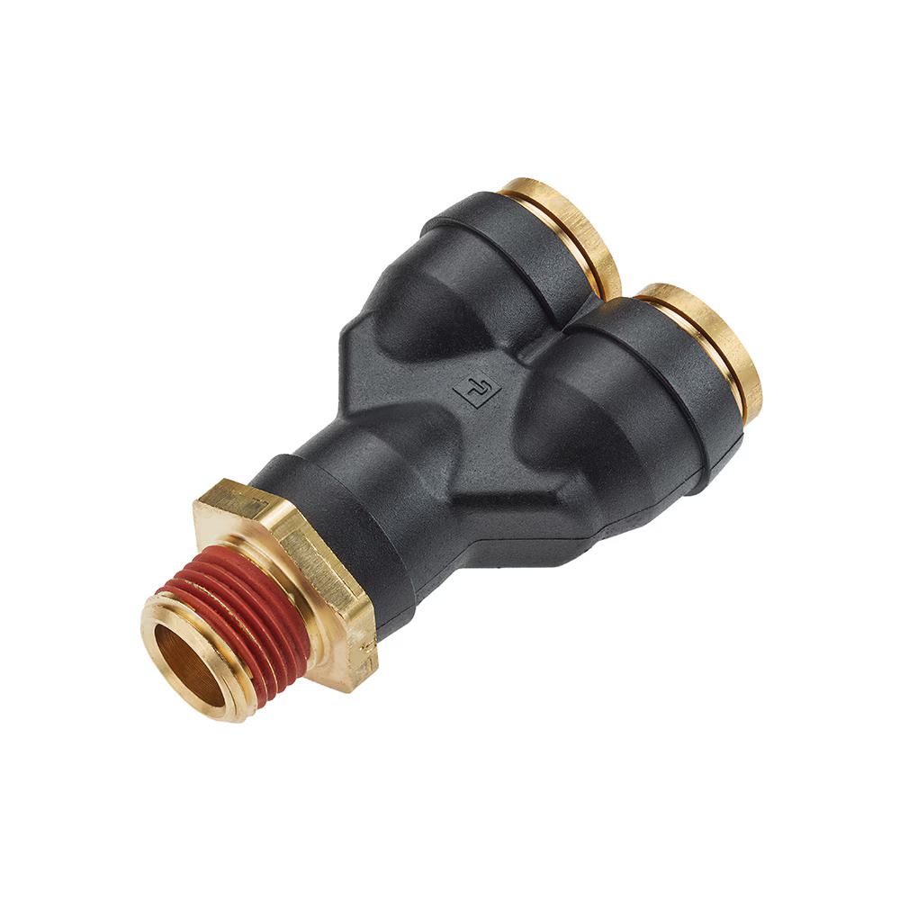 Air Brake D.O.T. composite & brass push-to-connect fittings - PTC & PTCR Wye - Rigid Tube to Pipe Push-to-Connect Push-to-Connect