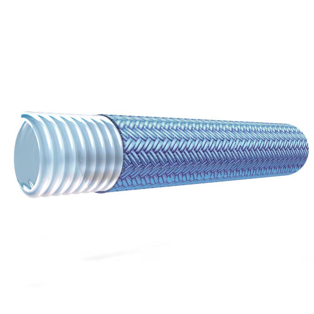 Convoluted PTFE Hose with Polypropylene Braid - PCW/PCB Natural Polypropylene Braid