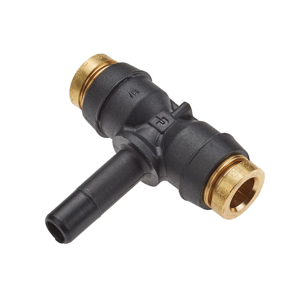 Air Brake D.O.T. composite & brass push-to-connect fittings - PTC & PTCR Branch Tee - Plug-in Tube to Plug-In Stem Push-to-Connect Push-to-Connect