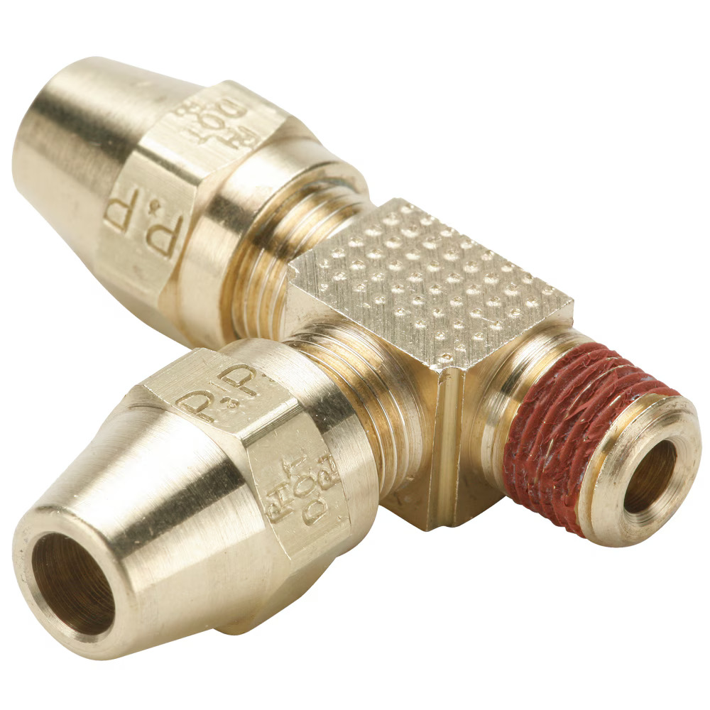 Air Brake D.O.T. compression style fittings,  AB Run Tee Tube to Pipe Compression Male Pipe