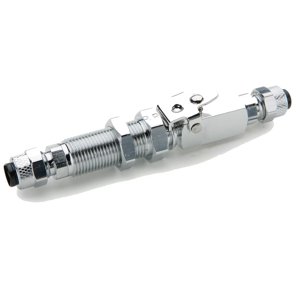 Chrome plated brass couplers for thermoplastic and soft metal tubing, Poly-tite Bulkhead Double end shutoff Tube to Tube Compression