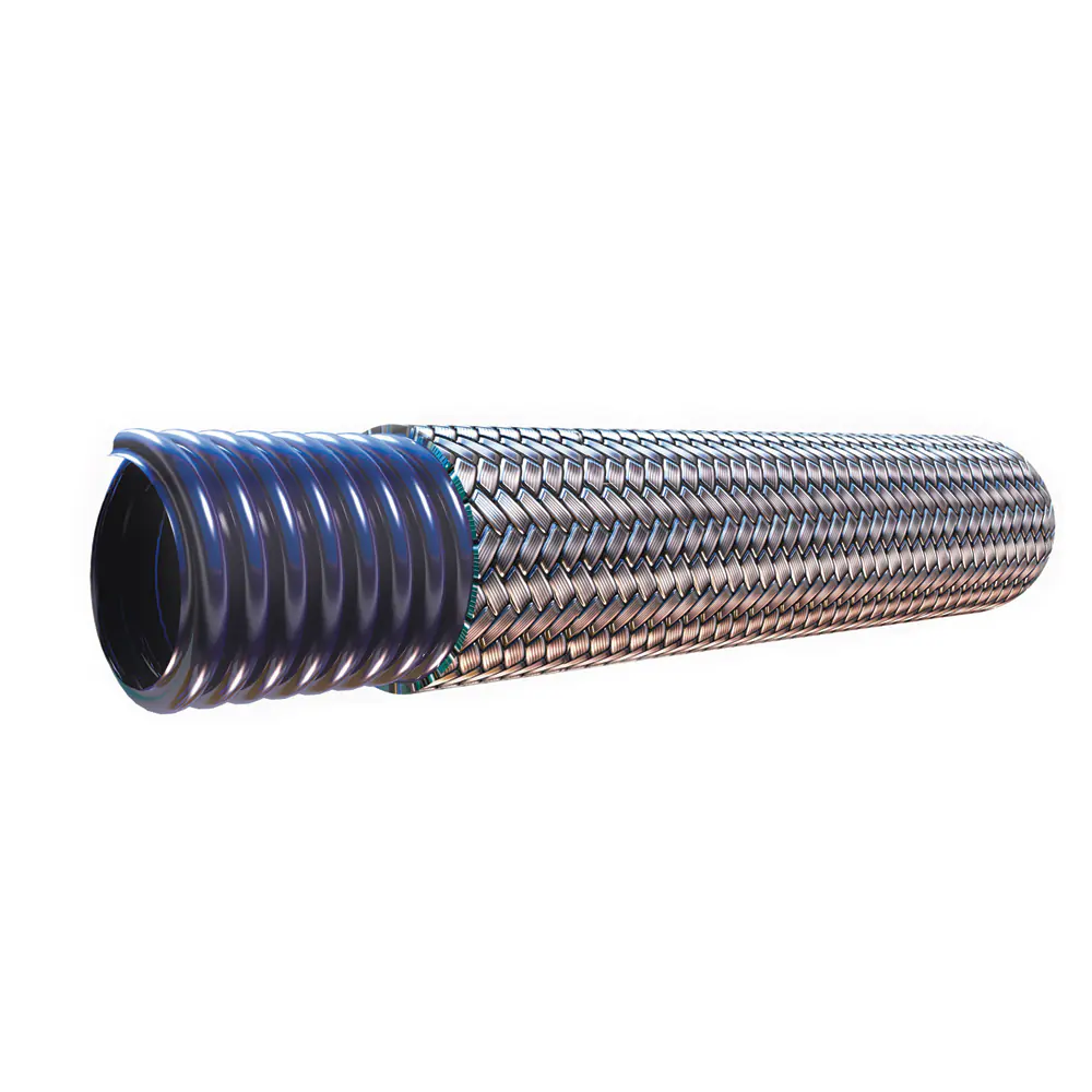 Convoluted PTFE Hose with 304 Stainless Steel Braid - SCW/SCB Static Dissipative