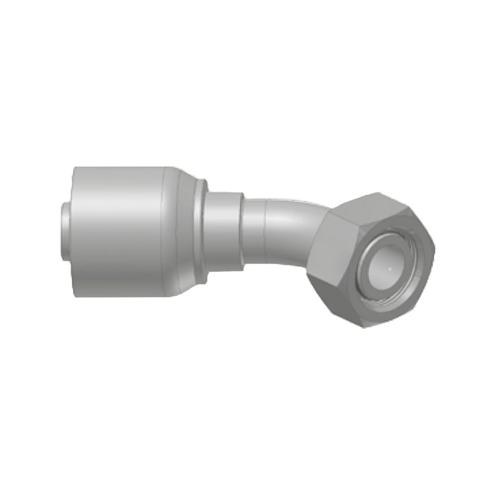 DIN - Metrisk Vinkel 45° Indstik - Metrisk Svivel (Hun) indv. gev./Omløber (Konus med O-ring 24°)
