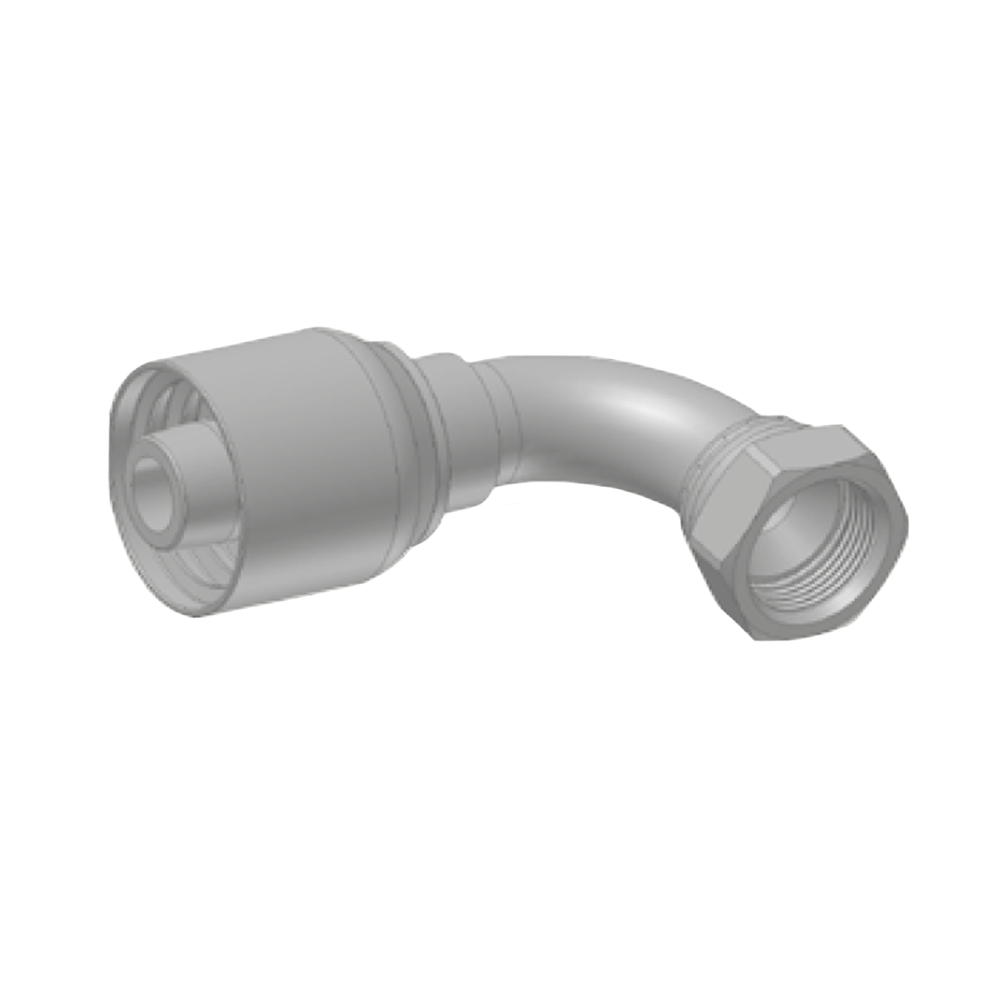 JIC Vinkel 90° Indstik - UN/UNF Svivel (Hun) indv. gev./Omløber (Udkravning 37°)