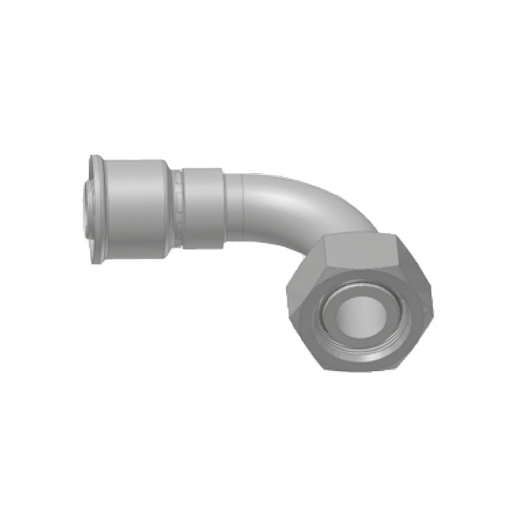 DIN - Metrisk Vinkel 90° Indstik - Metrisk Svivel (Hun) indv. gev./Omløber (Konus med O-ring 24°)