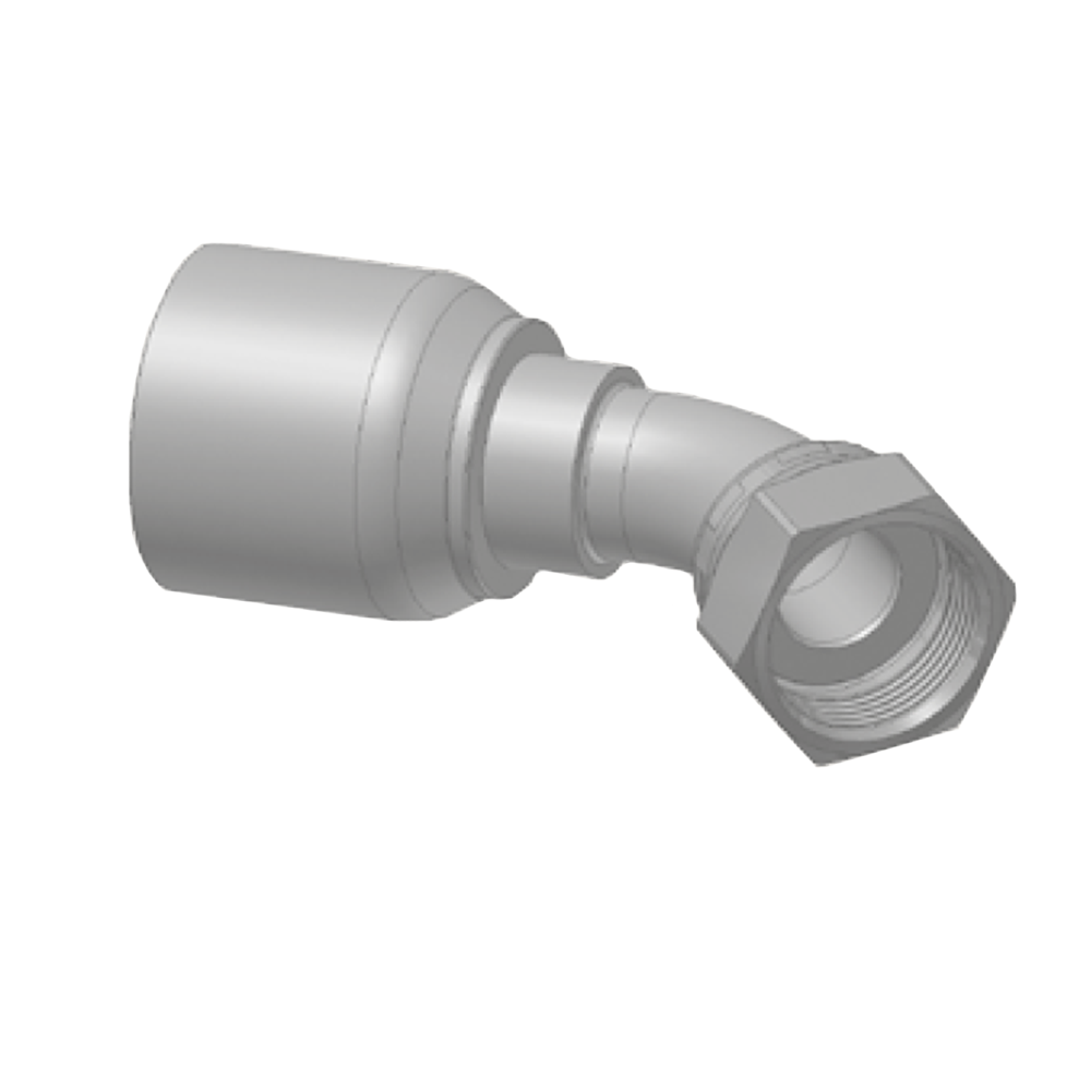 O-Lok / ORFS Vinkel 45° Indstik - UN/UNF Svivel (Hun) indv. gev./Omløber (Flat Seat)