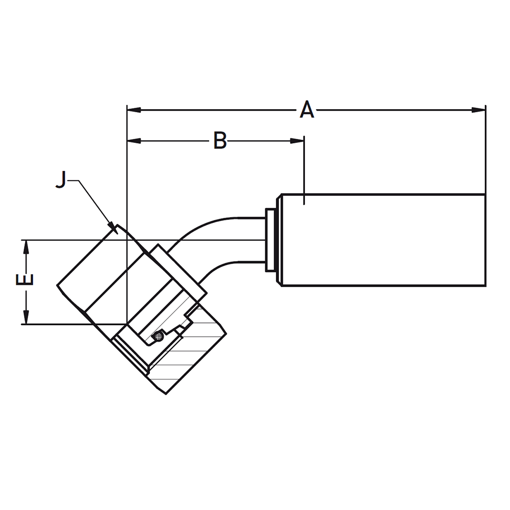 DIN - Metrisk Vinkel 45° Indstik - Metrisk Svivel (Hun) indv. gev./Omløber (Konus med O-ring 24°)