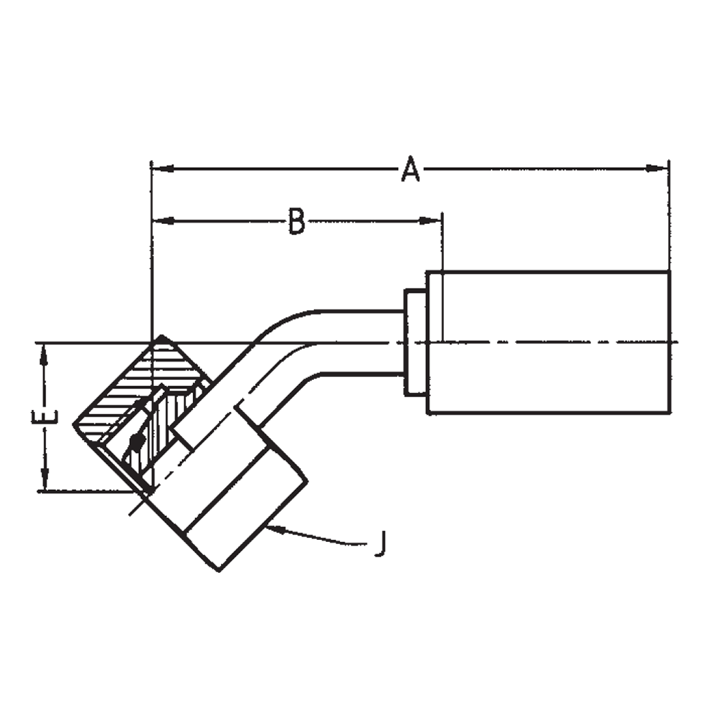 DIN - Metrisk Vinkel 45° Indstik - Metrisk Svivel (Hun) indv. gev./Omløber (Konus med O-ring 24°)
