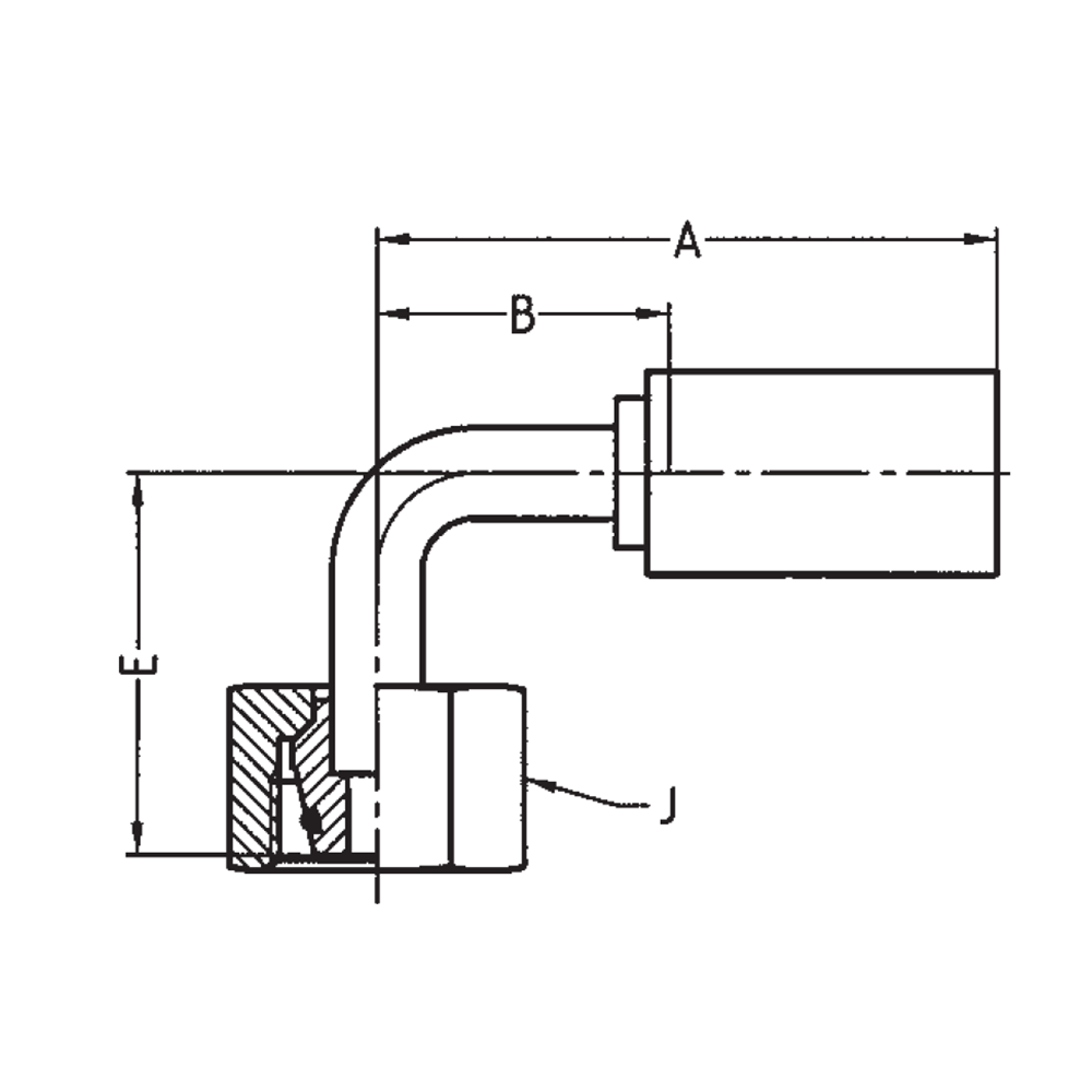 DIN - Metrisk Vinkel 90° Indstik - Metrisk Svivel (Hun) indv. gev./Omløber (Konus med O-ring 24°)