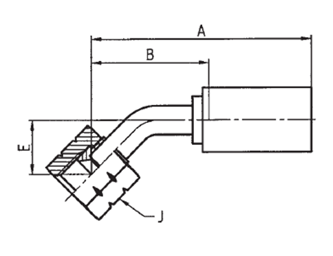 JIC Elbow 45° Insert - UN/UNF Female Swivel (Flare 37°)