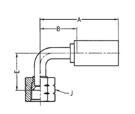 JIC Vinkel 90° Indstik - UN/UNF Svivel (Hun) indv. gev./Omløber (Udkravning 37°)