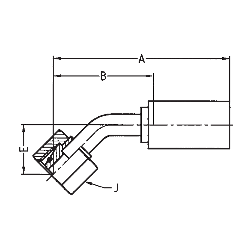 DIN - Metrisk Vinkel 45° Indstik - Metrisk Svivel (Hun) indv. gev./Omløber (Konus med O-ring 24°)