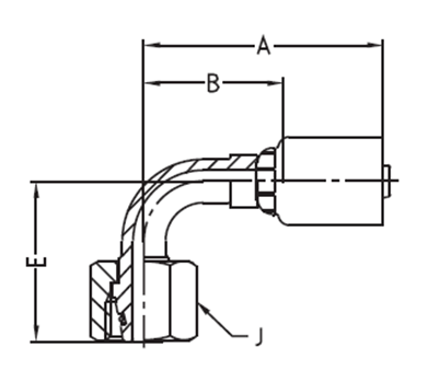 DIN - Metrisk Vinkel 90° Indstik - Metrisk Svivel (Hun) indv. gev./Omløber (Konus med O-ring 24°)