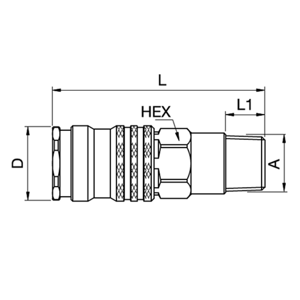 Serie 1600 - Single Shut-Off (med ventil) - Han Gevind - Stål